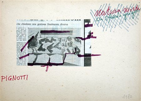 Lamberto Pignotti 1926, Firenze (Fi) - [Italia] Natura morta su sfondo grigio...