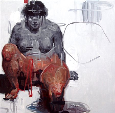 Wainer Vaccari 1949, Modena (Mo) - [Italia] Bagnante olio su tela 60x60 cm...