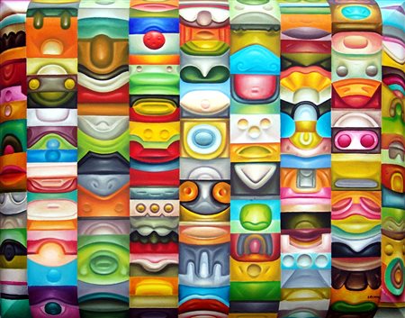 Raffaele Iommi 1953, Porto San Giorgio (Fm) - [Italia] Simboli olio su tela...