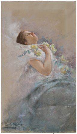 Ettore De Maria Bergler (1850-1938) Estasi, 1893 Pastello su carta applicata...