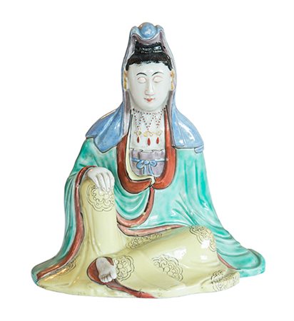Manifattura cinese Statuetta raffigurante personaggio in meditazione...