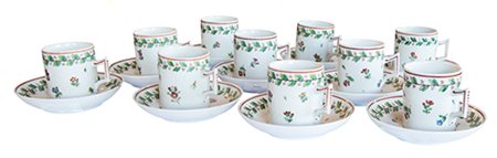 Manifattura francese Servizio per caffe composto da 10 tazzine con piattini...