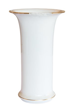 Manifattura italiana Vaso soliflora con bordo dipinto in oro Porcellana, oro...