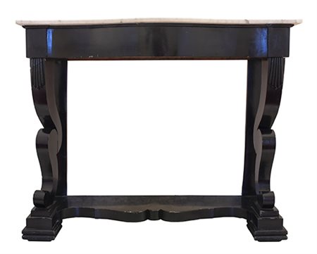 Manifattura siciliana, 1920-1940 Consolle Legno, marmo bianco 118,5x96,5x44,5...