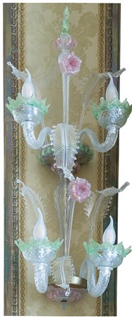 Manifattura veneziana, 1940 ca. Applique a quattro luci Vetro di Murano...