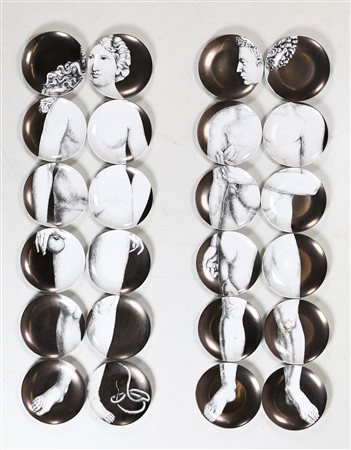 FORNASETTI PIERO (1913 - 1988) Adamo ed Eva. -. Cm 26,00 x 26,00....