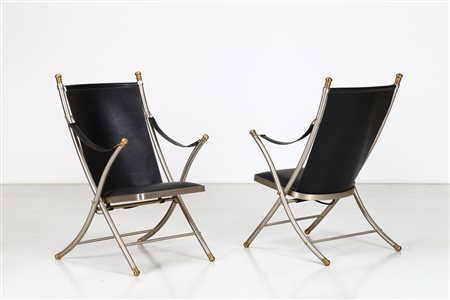 OTTO PARZINGER Coppia di poltrone. -. Cm 65,00 x 105,00 x 69,00. Acciaio...