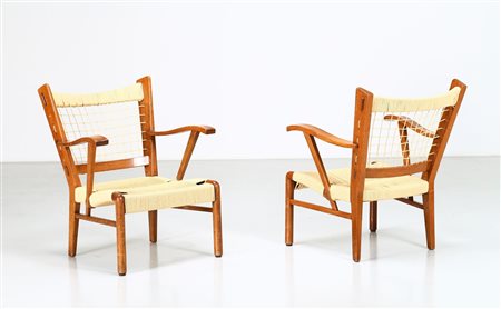 PECORINI GUGLIELMO Coppia di poltrone. -. Cm 65,50 x 86,00 x 71,00. Legno di...