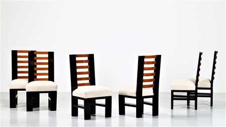 GINO LEVI MONTALCINI & GIUSEPPE PAGANO Sei sedie. . Cm 49,00 x 97,00 x 50,00....