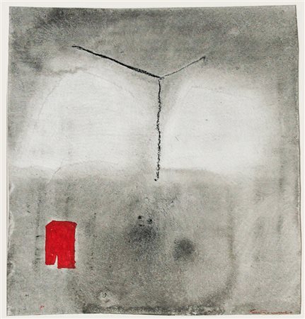 Giuseppe Santomaso, Senza Titolo, 1980 ca. Tecnica mista su carta 21,7x20x5...