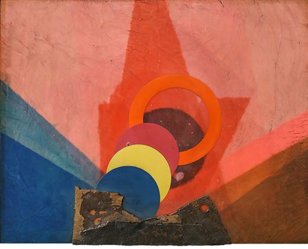 Roberto Crippa, Senza Titolo, 1970 Tecnica mista e collage su tavola 73x92 cm...