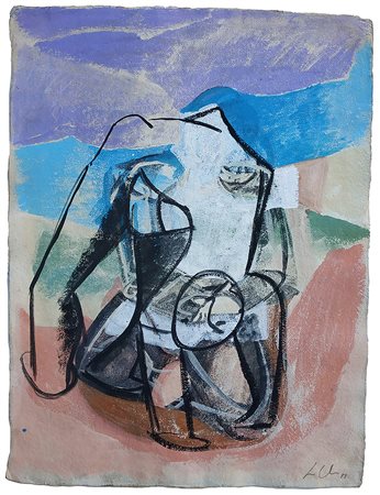 Sandro Chia , Senza Titolo, 1989 Tecnica mista su cartone 80x58 cm Firma e...