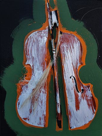 Fernandez Arman, Senza Titolo, 2003 Coupe de violon et acrylique sur toile...