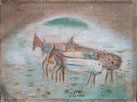 Zoran Music, Cavallini, 1950 Tecnica mista su tela 31x41 cm Firma in basso al...