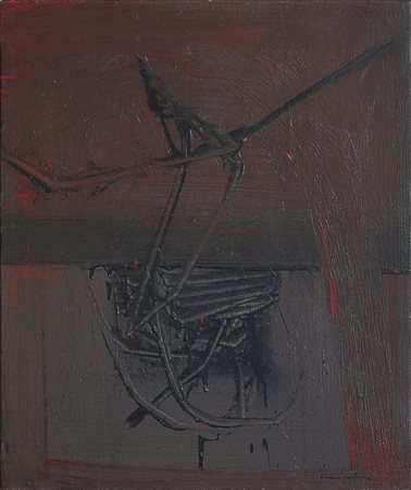 Emilio Sacanavino, Immagini, 1963 Olio su Tela 55x46 cm Firma e data in basso...