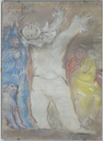 Aldo Carpi "Maschere 1952" tecnica mista su carta (cm 78x56) firmato e datato...