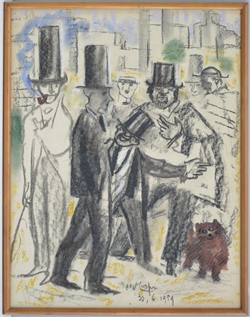 Aldo Carpi "Figure 1959" acquarelli su carta (cm 62x50) firmato e datato in...