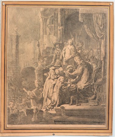 Rembrandt Harmenzoon van Rijn (Leida 1606 - Amsterdam 1669) "Cristo davanti a...