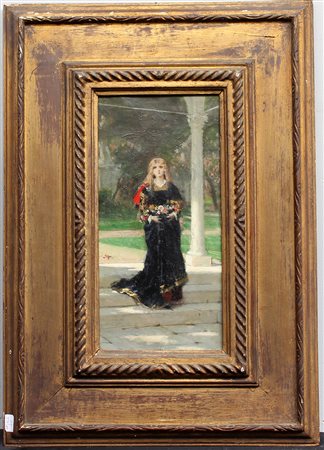 Ignoto del XIX attribuibile a Antonio Barzaghi-Cattaneo "Flora" olio su tela...