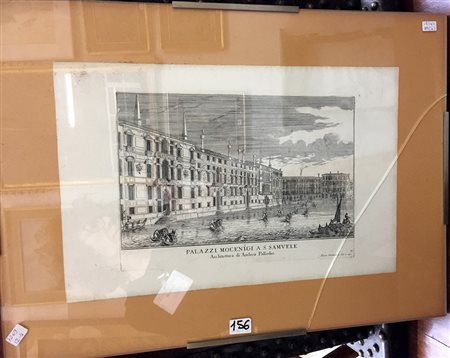 Quattro incisioni di Luca Carlevarijs raffiguranti vedute veneziane, Palazzo...