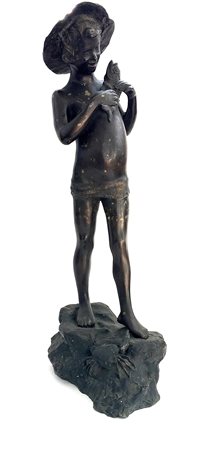 Ignoto "Pescatore" scultura in bronzo (h cm 70) firmata Varlese sulla base...