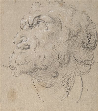 Due disegni di artisti e epoche diversi raffiguranti "Testa di satiro" a...