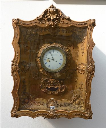 Orologio da parete di tipo viennese con quadrante in smalto bianco con numeri...
