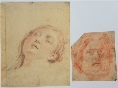 Gruppo di due disegni:Artista lombardo del secolo XVIII, "Testa virile con...