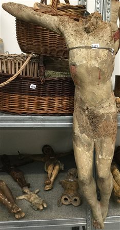 Arte del sec. XVIII, scultura lignea raffigurante Cristo crocefisso mancante...