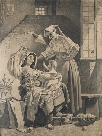 Pietro Saltini (Firenze 1839 - Firenze 1908)"Il gioco" stampa (cm 32x24)...