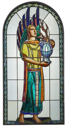 Ezio Lorenzo Fabio Giovannozzi (1882 - 1964)Grande vetrata con sommità ad...