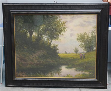 Giuliano Amadori (Bologna 1883 - 1972)"Piccolo stagno dal vero. Dintorni di...