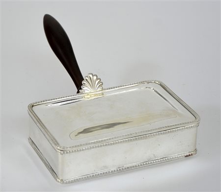 Raccogli briciole in metallo argentato di forma rettangolare con manico in...