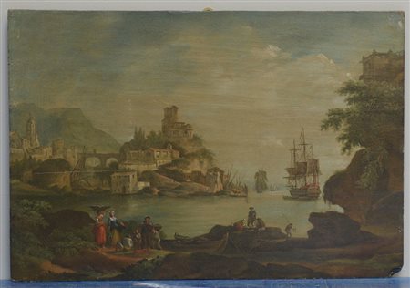 Seguace di Joseph-Claude Vernet della fine del secolo XVIII "Marina con...