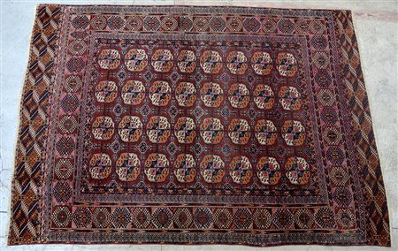 Tappeto Bohukara, Turkestan occidentale inizio secolo XXDisegno a bul su...