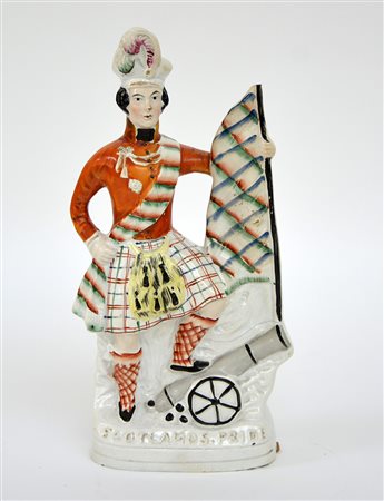 Manifattura di Staffordshire sec. XIX "Scotlands.pride" statuetta in ceramica...