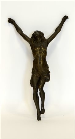 Arte del secolo XIX "Cristo Crocefisso" scultura in bronzo (h cm 29) (difetti)