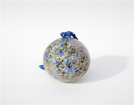 Palla decorativa in vetro con inserti policromi (d cm 18)