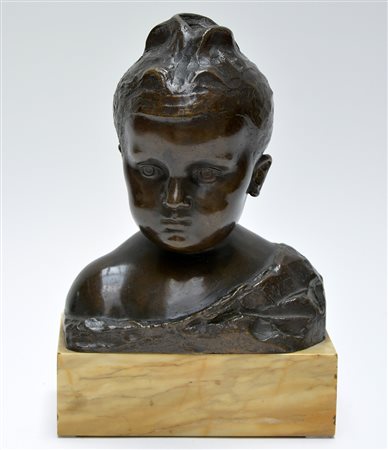 Tullio Brianzi "Mezzobusto di fanciullo 1923" scultura in bronzo (h. cm 24)...