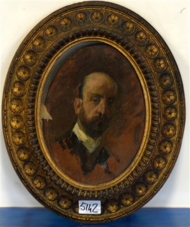 Cesare Ciani (Firenze 1854 - 1925)"Autoritratto" 1890, olio su compensato...
