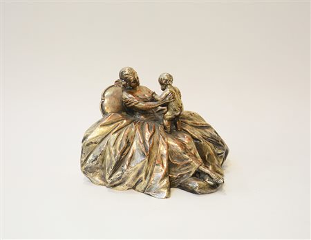 Guido Cacciapuoti (Napoli 1892 - Milano 1953)"Mamma con bambino" gruppo in...