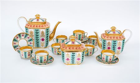 Manifattura francese secolo XIX. Parte di servizio da the e caffè,...