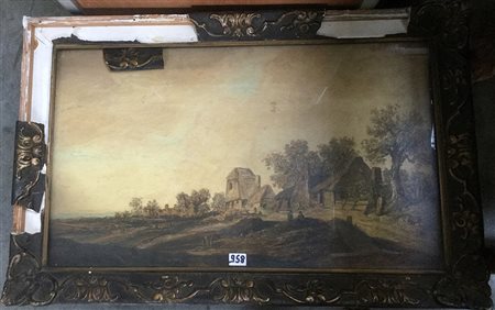 Scuola del secolo XX "Paesaggio" olio su tavola (cm 37,5x63) (gravi difetti...