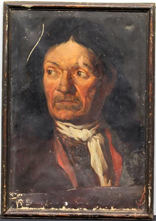 Scuola del secolo XIX "Ritratto maschile" olio su cartone (cm 42x28,5) in...