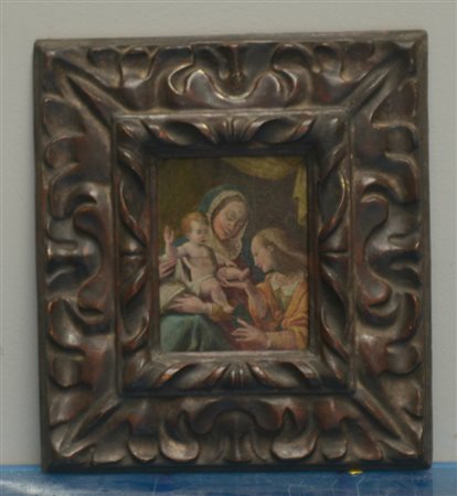 Ignoto "Sposalizio di Santa Caterina" olio su rame (cm 15,5x12,5) in cornice...