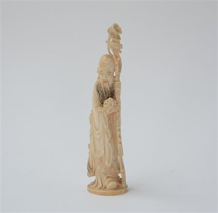 Scultura in avorio raffigurante Immortale Shoulao. Cina, prima meta' sec. XX...