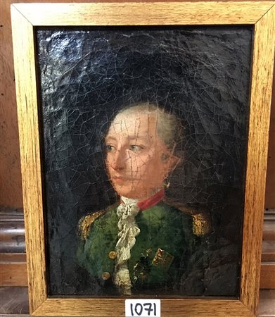 Scuola del secolo XVIII "Ritratto di ufficiale" olio su tela (cm 20,5x15,5)...