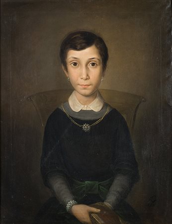 Andrew Geddes (1798-1844) "Ritratto di fanciulla assisa" olio su tela (cm...
