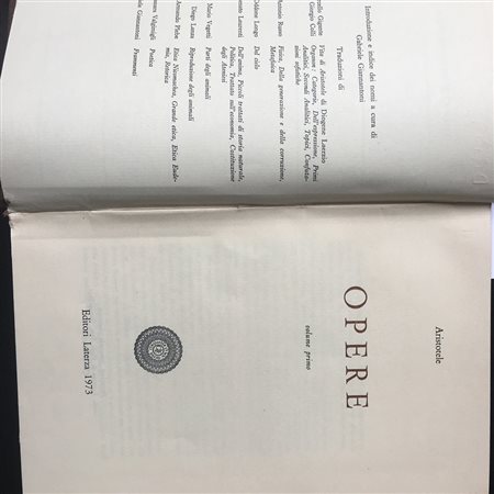 ARISTOTELE - Opere. voll. I-IV. Roma: Laterza, 1973 (difetti).