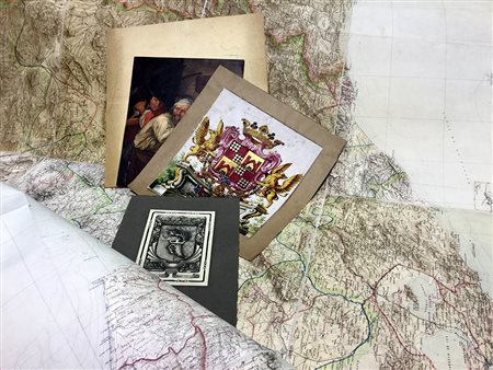 TUNISIA. Grande carta geografica cromolitografica intelaiata, più volte...